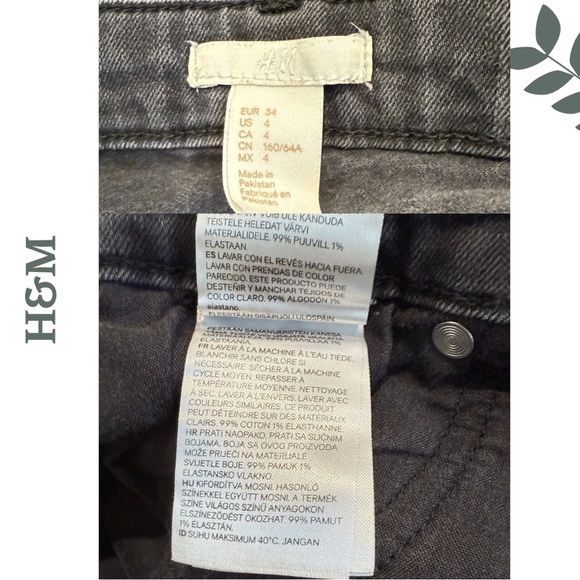 🛍️3/$40 H&M Black Distressed Denim Shorts | Raw Hem | Frayed Edges | Size 4 - Picture 5 of 5
